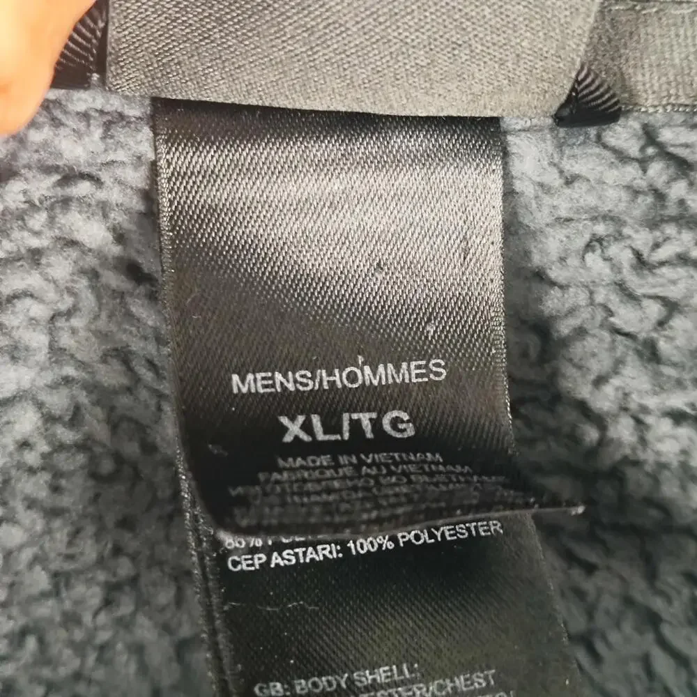 The North Face Jacket Mens XL Gray Fleece Full Zip Chest Pocket Blue Zippers